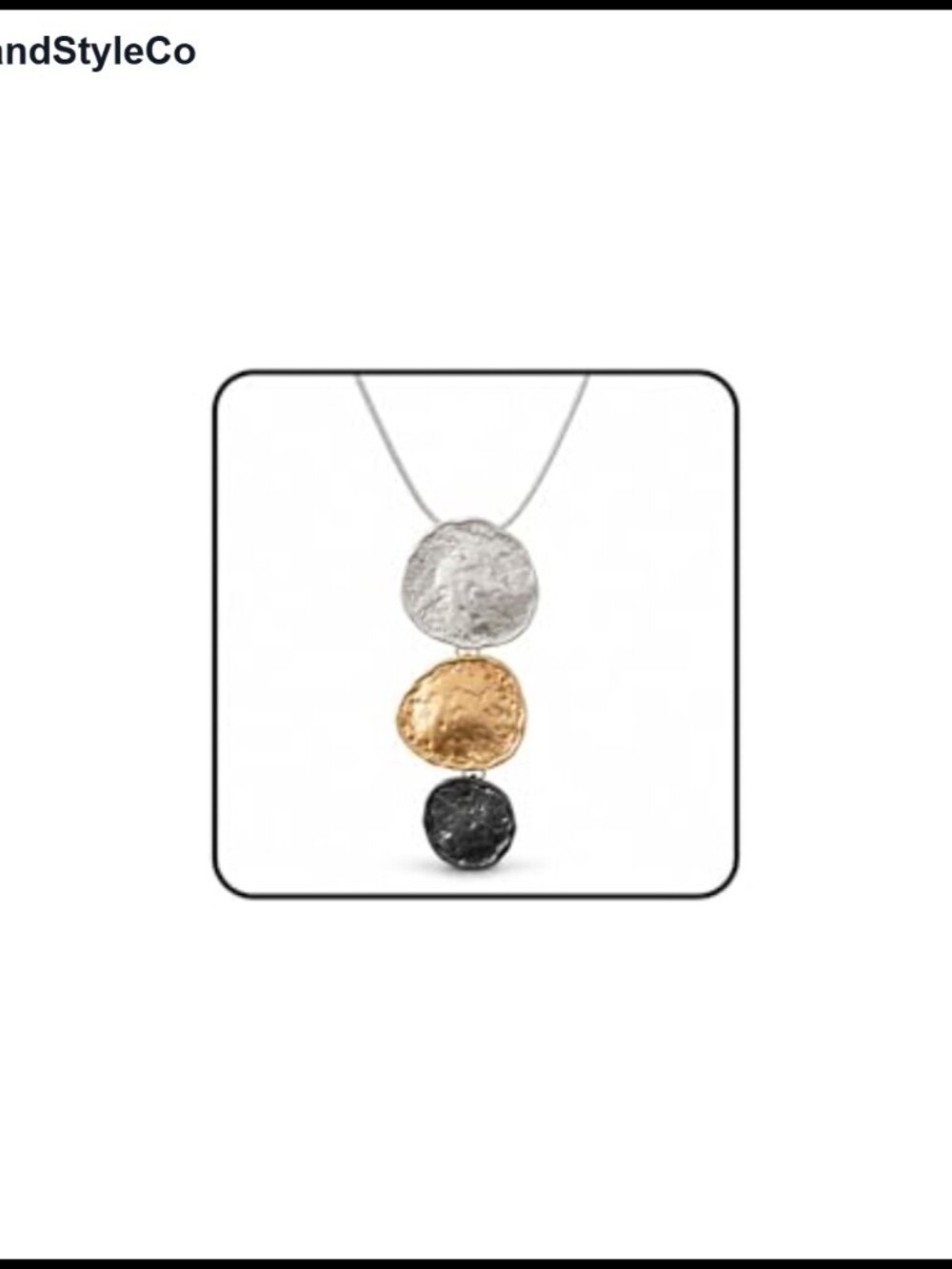 Hammered Disc Pendant Necklace Long Dangle Geometric Boho Statement